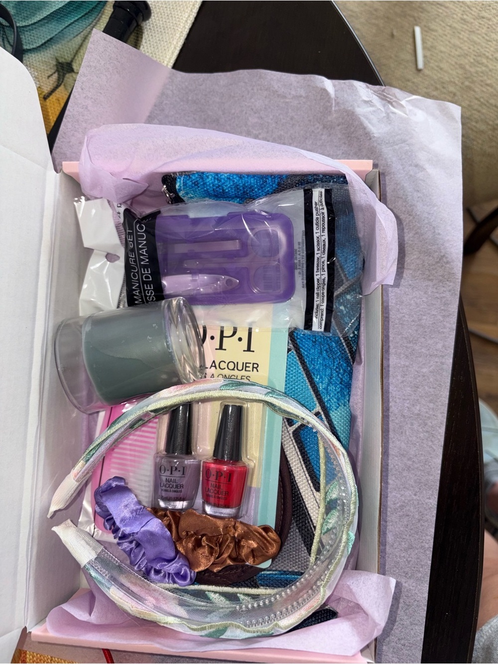 Mani Pedi Pamper Self Care Gift Basket Box OPI Nail Polish Manicure Set Candle G